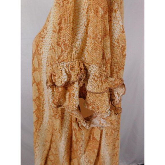Lane Bryant Shirt Womens 24 Orange Snake Print Ruffle Sleeve Scoop Neck Plus - Picture 6 of 12